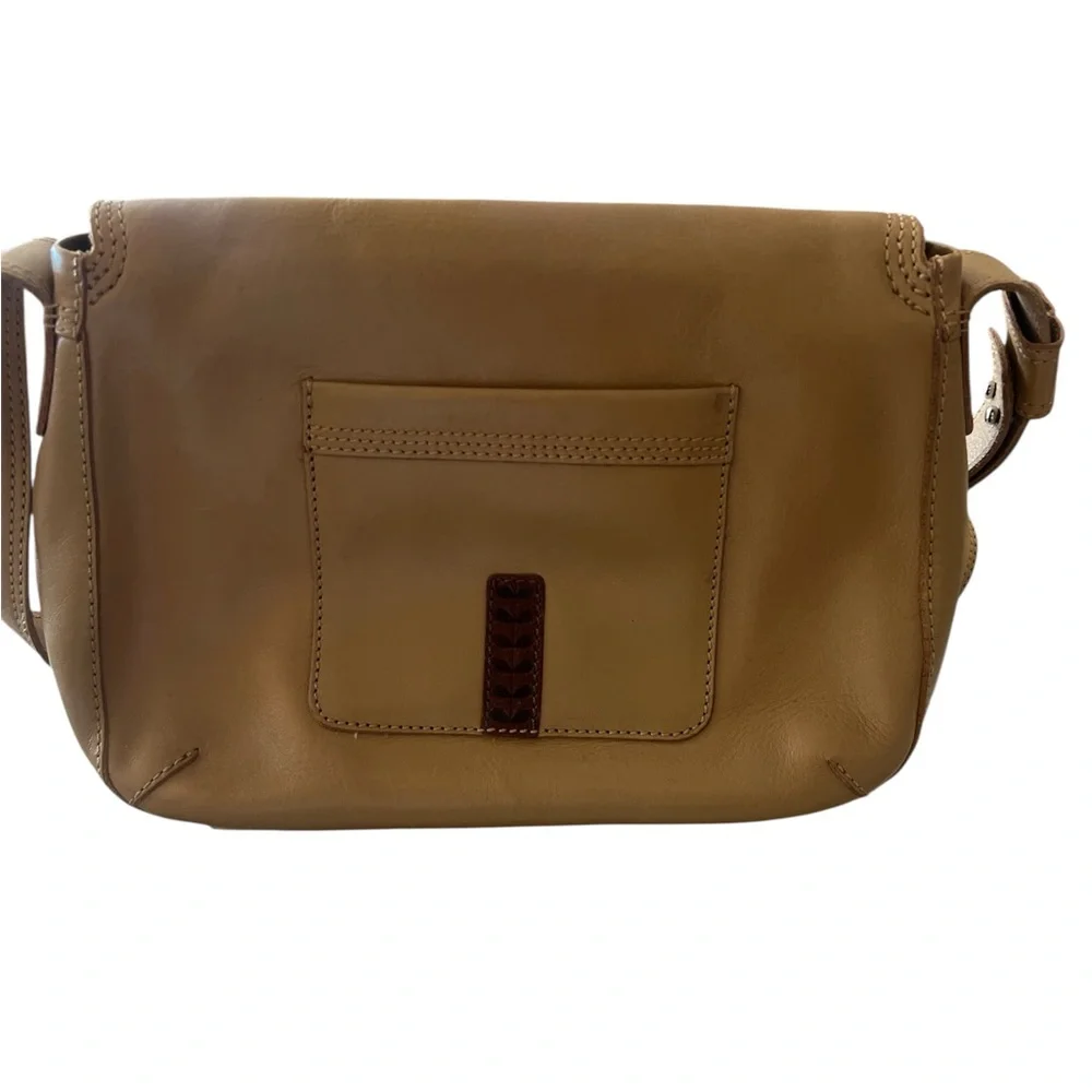 Orla Kiely Tan Leather Crossbody with Green Detailing - Picture 6 of 16